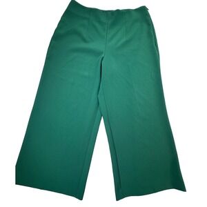 Nine West Pintuck Green Wide Leg Trousers women 16 Dress Pants Corp core